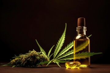 Cannabis medical oil packed in a small bottle 