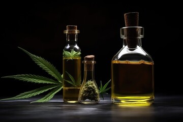 Obraz na płótnie Canvas Cannabis medical oil packed in a small bottle 