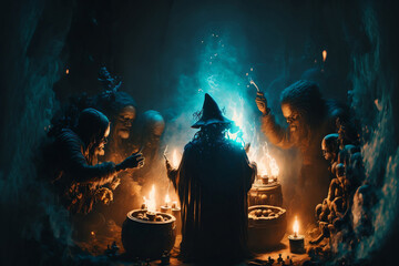 witches perform mystical rituals, generative ai