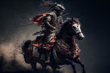 Fototapeta premium The Majestic Samurai on Horseback, generative ai