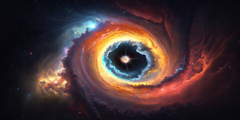 3D space of black hole with spiral galaxy which is a wallpaper Colorful 
