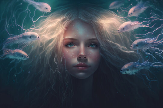 fantasy mystic mermaid, generative ai