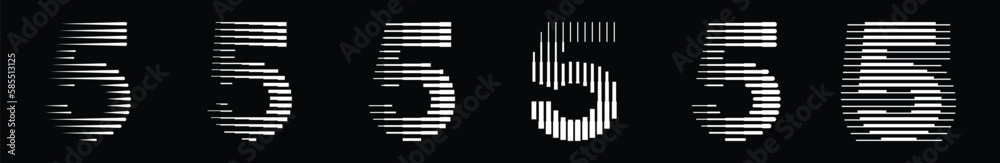 Wall mural number 5 collection with line pattern
