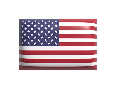 Flag of the United States of America isolated. USA flag. Cartoon design icon. 3d rendering. PNG with transparent background. Flat lay
