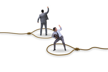 Business people trapped by a rope
