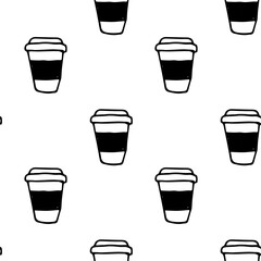 Seamless vec pattern disposable plastic cup coffee