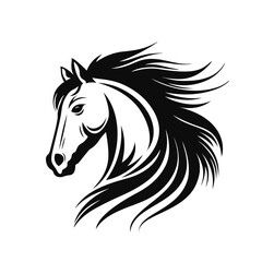 Horse head logo. Black and white emblem. Vector illustration