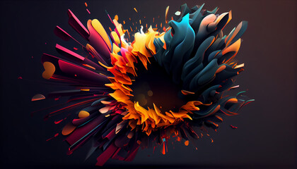 Experience an explosive 3D abstract background with vibrant colors, dynamic shapes, and pulsating energy. Toon shading, bold outlines, and 8K resolution create a striking visual impact.