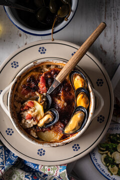 Riso patate e cozze or Italian rice, potato and mussels 