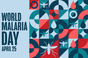 World Malaria Day. April 25. Holiday concept. Template for background, banner, card, poster with text inscription. Vector EPS10 illustration.