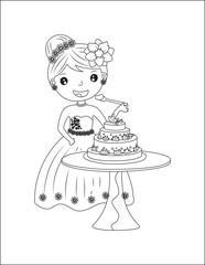 funny flower girl coloring page for kids