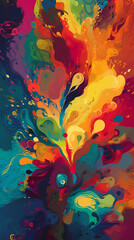 Abstract colorful background with watercolor splashes effect, generative AI
