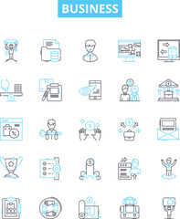 Business vector line icons set. Company, Venture, Market, Entrepreneur, Growth, Investment, Profit illustration outline concept symbols and signs