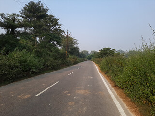 Beautiful road with trees in the country india