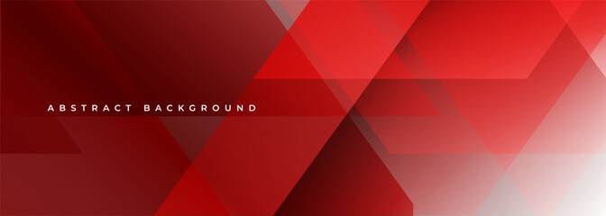 Red abstract background. Modern abstract red wide banner with transparent geometric shapes. Vector illustration