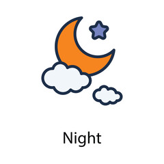 Night icon. Suitable for Web Page, Mobile App, UI, UX and GUI design.