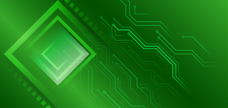 Digital internet communication on green background. Wide Cyber security internet and networking concept. Hi-tech vector illustration with various technology elements. Abstract global sci-fi concept.