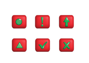 Realistic right and wrong 3D Button. A set of glossy round icons with a check mark, a sign of the cross. 3d minimalist style.