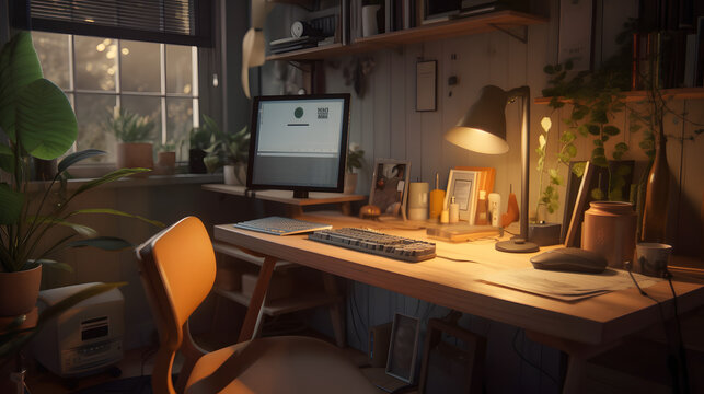 Workplace by the window. Generative AI