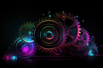  a group of colorful gears on a black background with a black background and a black background with a black background and a black background with a black background.  generative ai