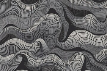  a black and white abstract pattern with wavy lines on it.  generative ai