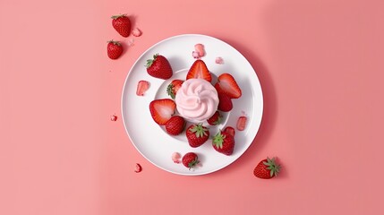 Obraz na płótnie Canvas Strawberry composition with cream. Generative AI