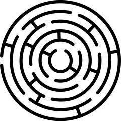 Round maze. Vector isolated design element.  Symbol of labyrinth.