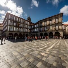 city square busy with people