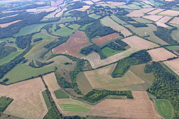 Aerial view of the fields of Wiltshire, England	