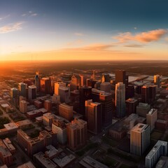 city skyline at sundown