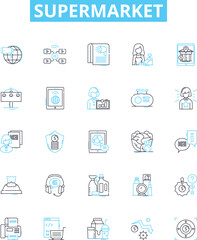 Supermarket vector line icons set. Grocery, Store, Market, Shopping, Outlet, Retail, Superstore illustration outline concept symbols and signs