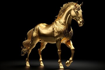 Golden figure of a horse made with generative AI