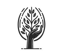 Tree and Hand logo vector icon.  Sustainability vector icon. Sustainable Community vector.