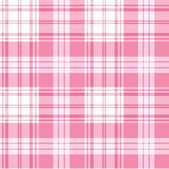 Pink seamless tartan plaid background. Checkered tablecloths pattern.