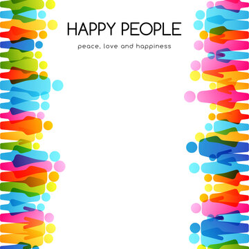 Social conceptual illustration. Vector banner with vertical borders from colorful people icons.