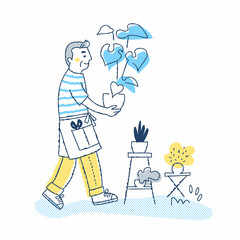 ガーデニングを楽しんでいるシニア男性