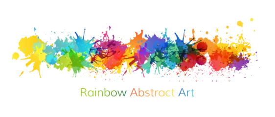 Rolgordijnen Rainbow abstract creative banner from paint splashes. © KsanaGraphica