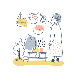 ガーデニングを楽しんでいるシニア女性