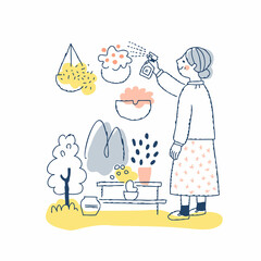 ガーデニングを楽しんでいるシニア女性