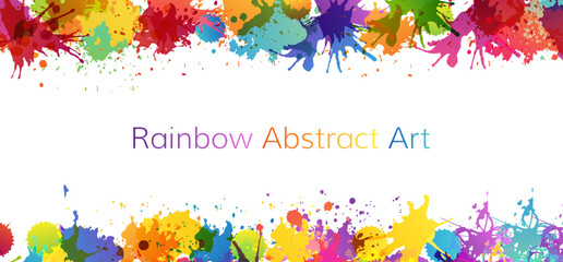 Rainbow abstract creative banner from paint splashes.