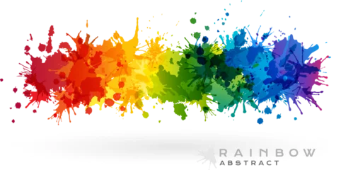 Foto auf Glas Rainbow creative horizontal banner from paint splashes. © KsanaGraphica