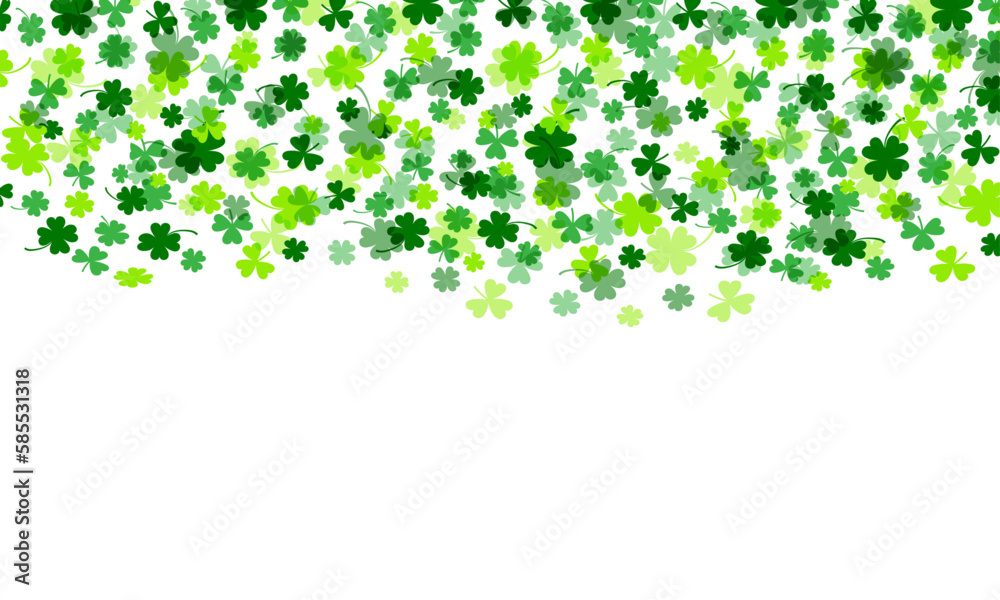 Poster abstract background with green shamrock clover leaves border. happy st. patricks day banner.