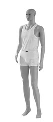 White plain cotton tank top and briefs on mannequin isolated on white background