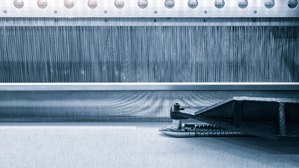 straight strands texture background, sewing equipment, loom equipment at a garment factorymachine