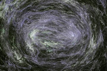 Gray purple pattern of crooked waves on a black background. Abstract fractal 3D rendering