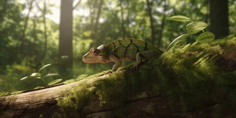 Realistic close up of a chameleon, photorealistic illustration of reptile, Generative AI