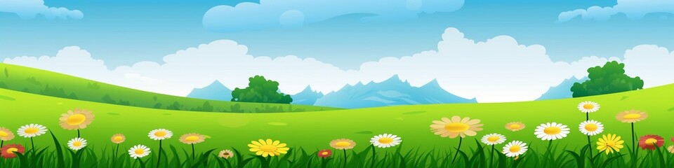 Spring meadow illustration banner