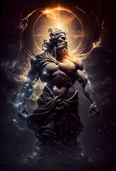 Greek god illustration isolated on dark background