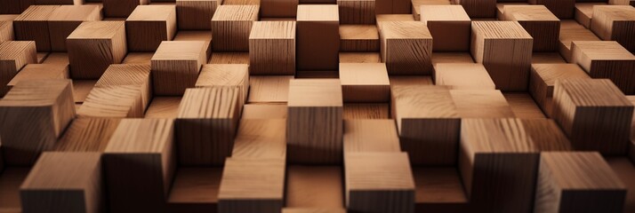 3d wooden blocks array background