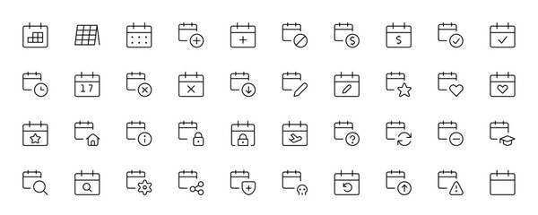 Calendar Date icon. Today, tomorrow, previous. Mark the date, holiday, important day. Planner diary. Add, share, and correct calendar. Pixel Perfect Vector Thin Line Icons. Simple Minimal Pictogram